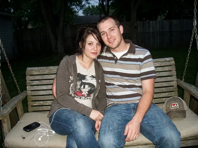 Faded Digicam Couple Garden Swing Photo