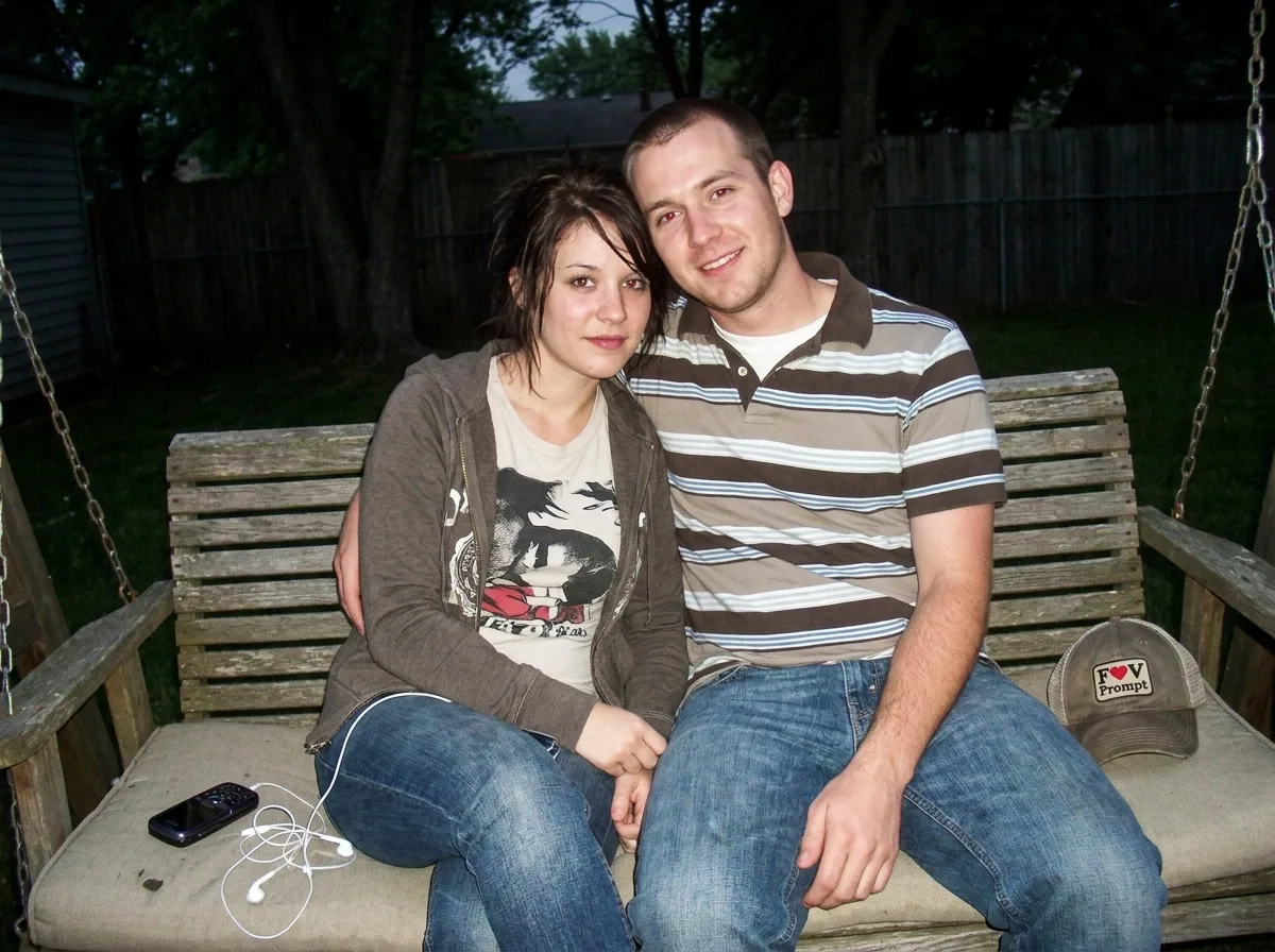 Faded Digicam Couple Garden Swing Photo