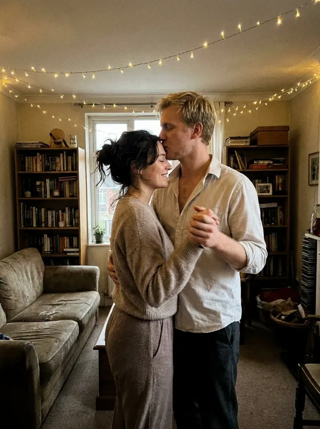 Fairy Light Living Room Couple Photo