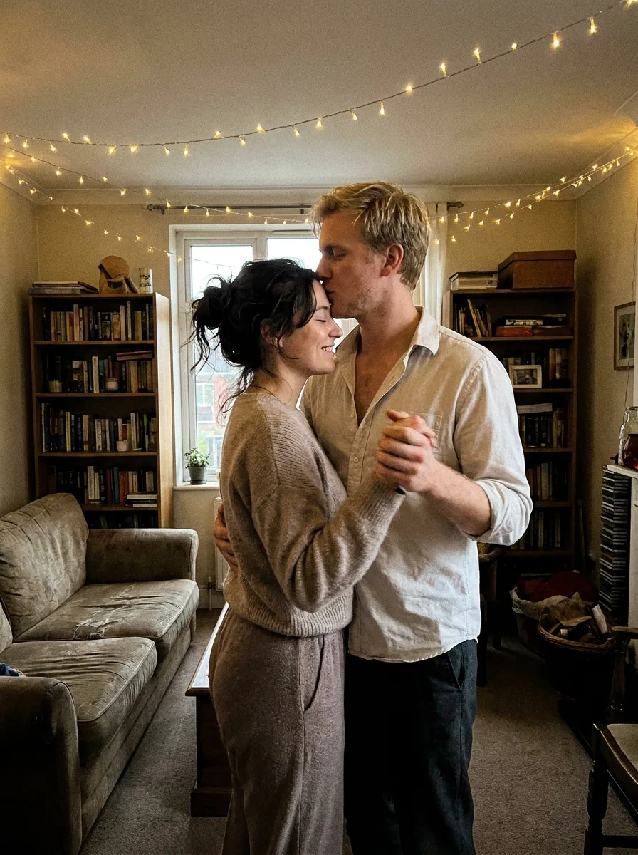 Fairy Light Living Room Couple Photo