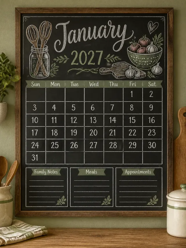 Family Chalkboard Monthly Wall Planner