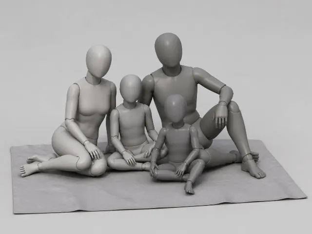 Family Picnic Sitting Pose Reference