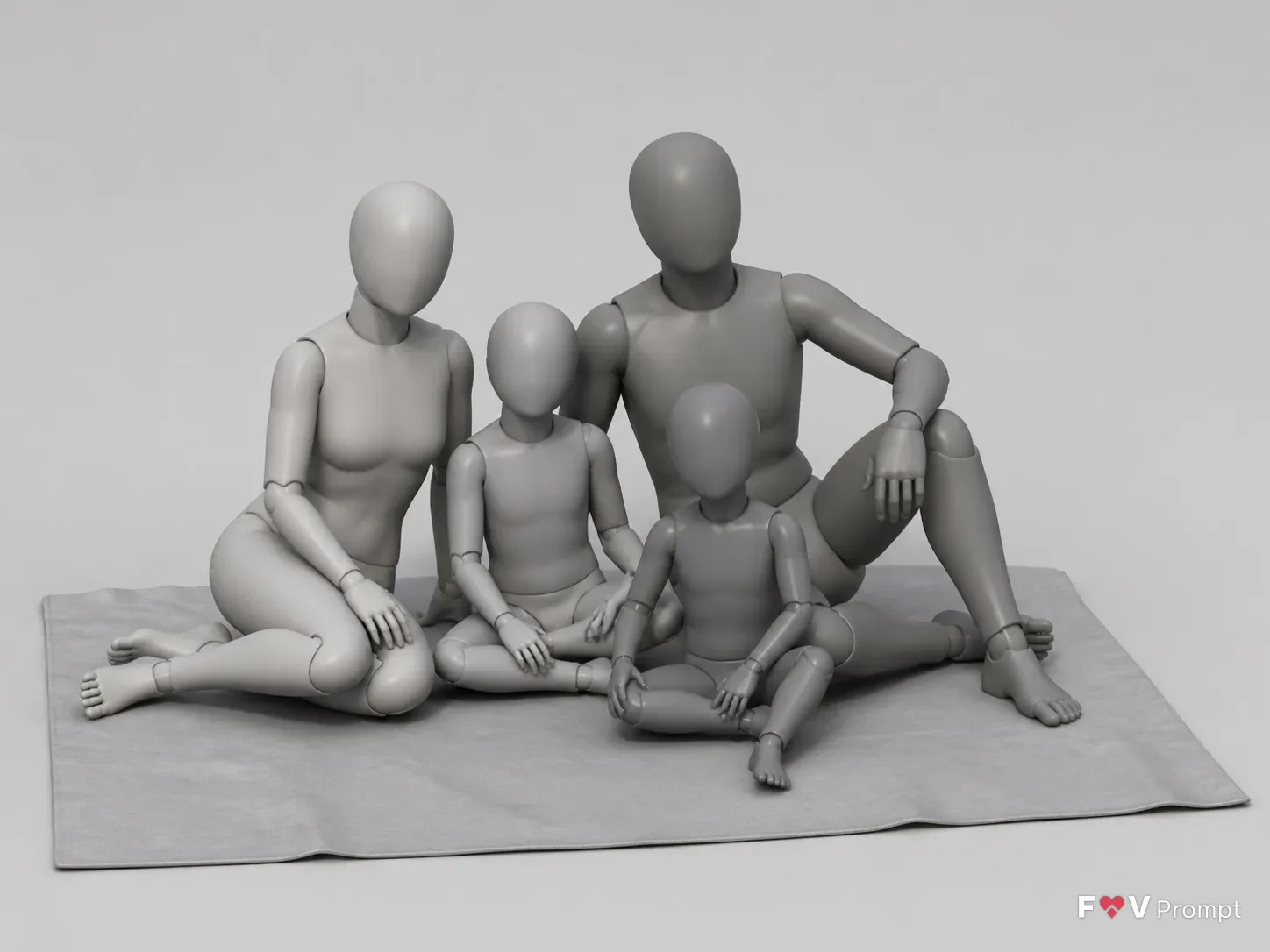 Family Picnic Sitting Pose Reference