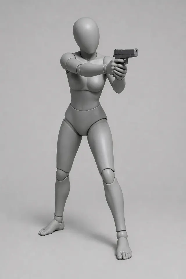 Female Combat Stance 3D Mannequin Reference