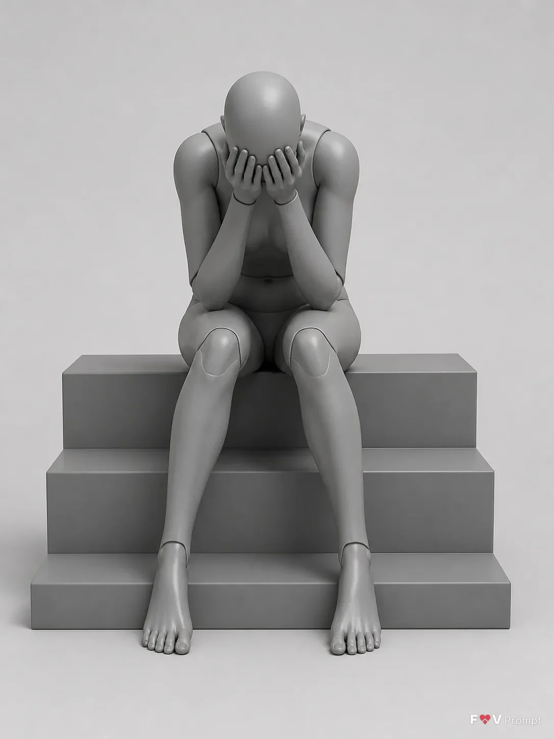 Female Crying On Steps Pose Reference