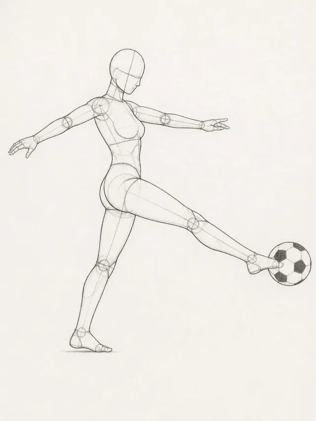 Female Football Kick Pose Reference