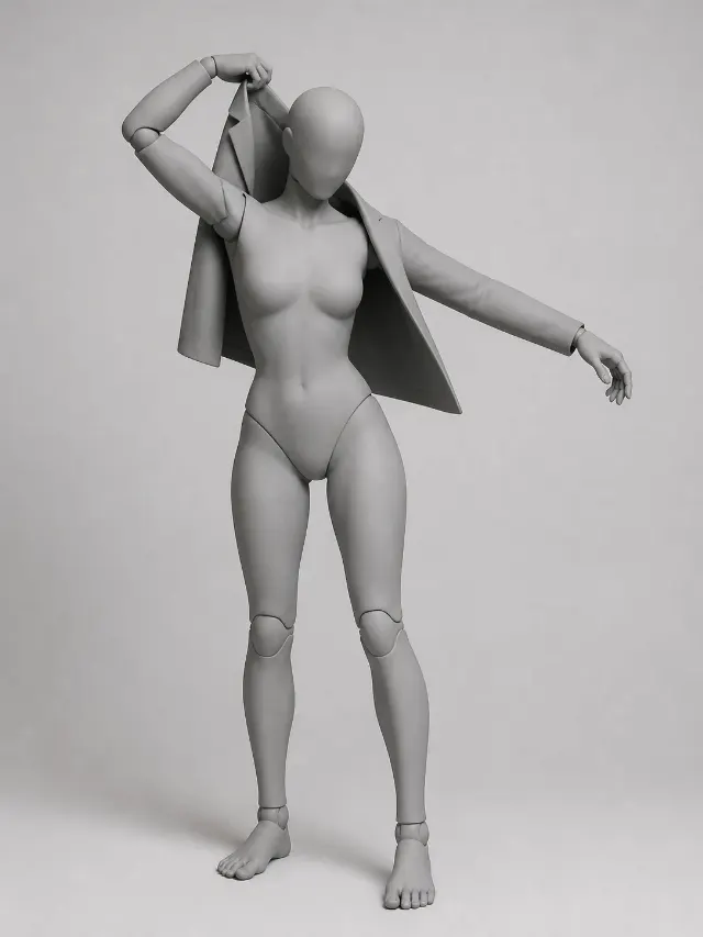 Female Jacket Dressing Pose Reference