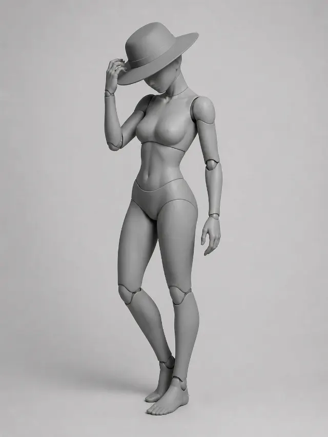Female Mannequin Hat Brim Pose Reference