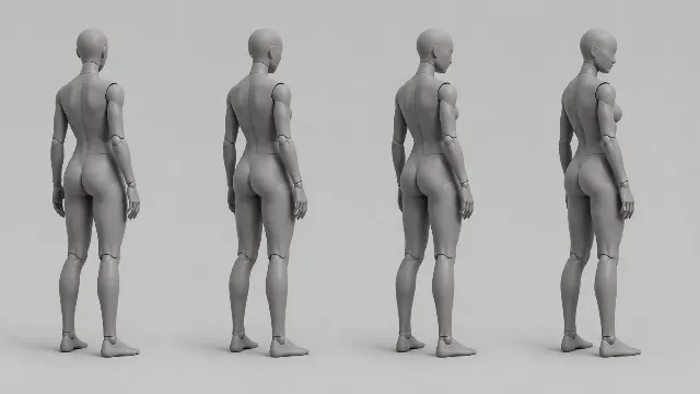 Female Mannequin Head Turn Sequence