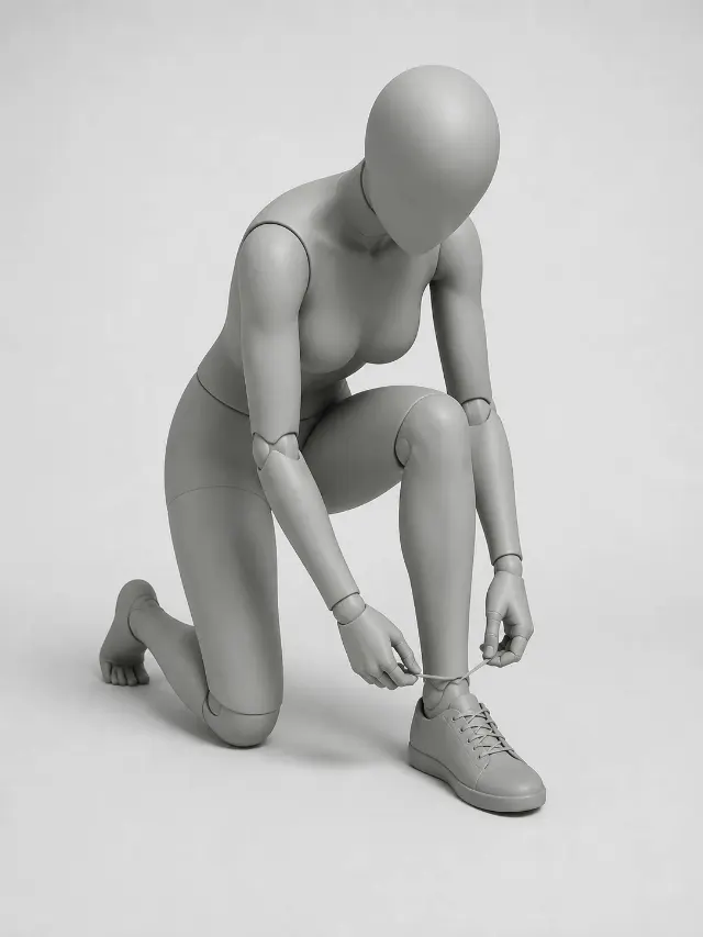 Female Mannequin Shoelace Pose Reference