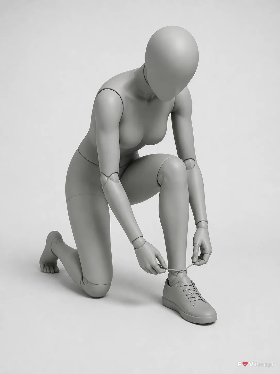 Female Mannequin Shoelace Pose Reference