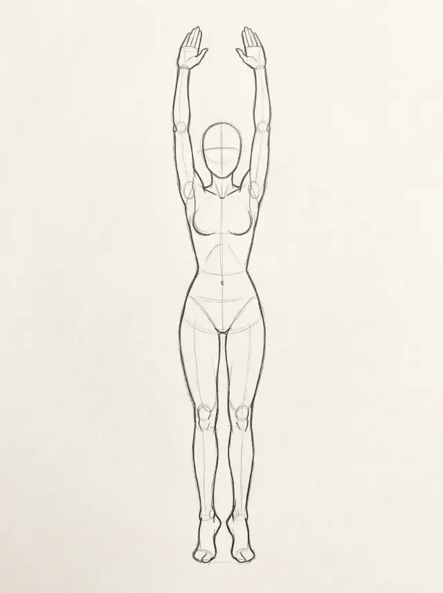 Female Tiptoe Stretch Pose Reference