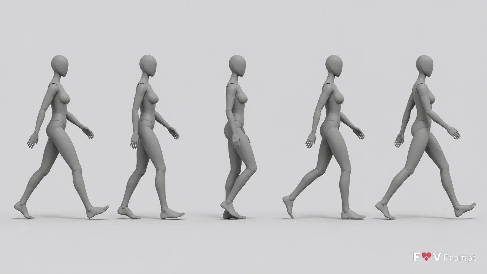Female Walking Cycle Pose Reference Sheet