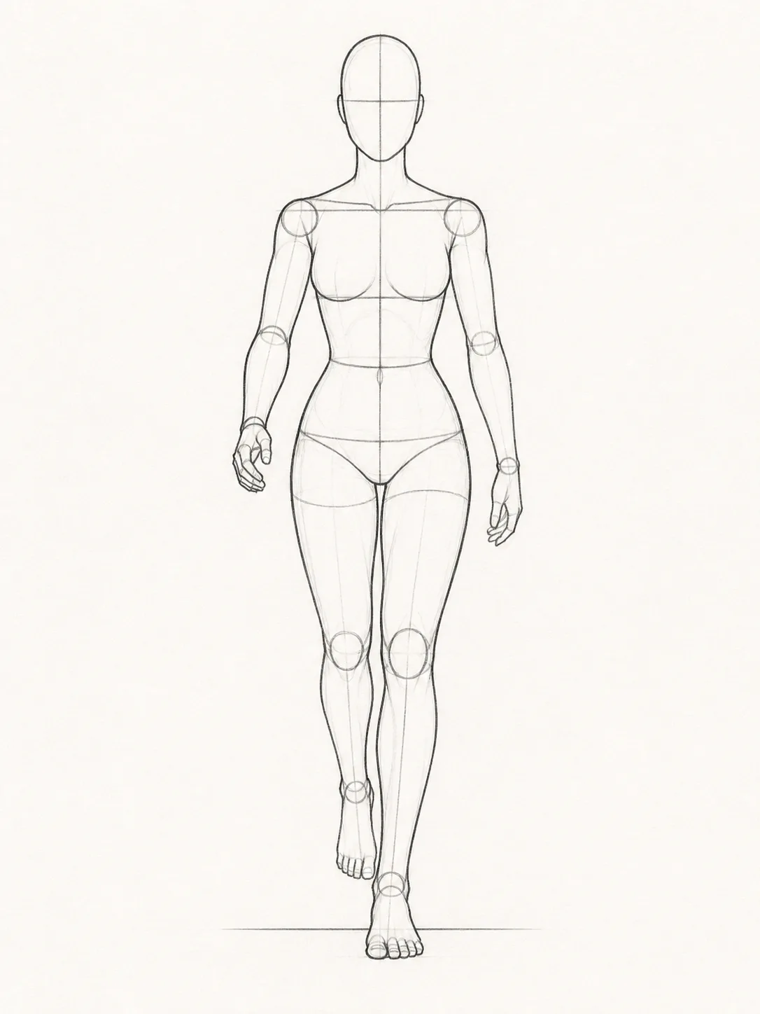 Female Walking Pose Reference Sketch