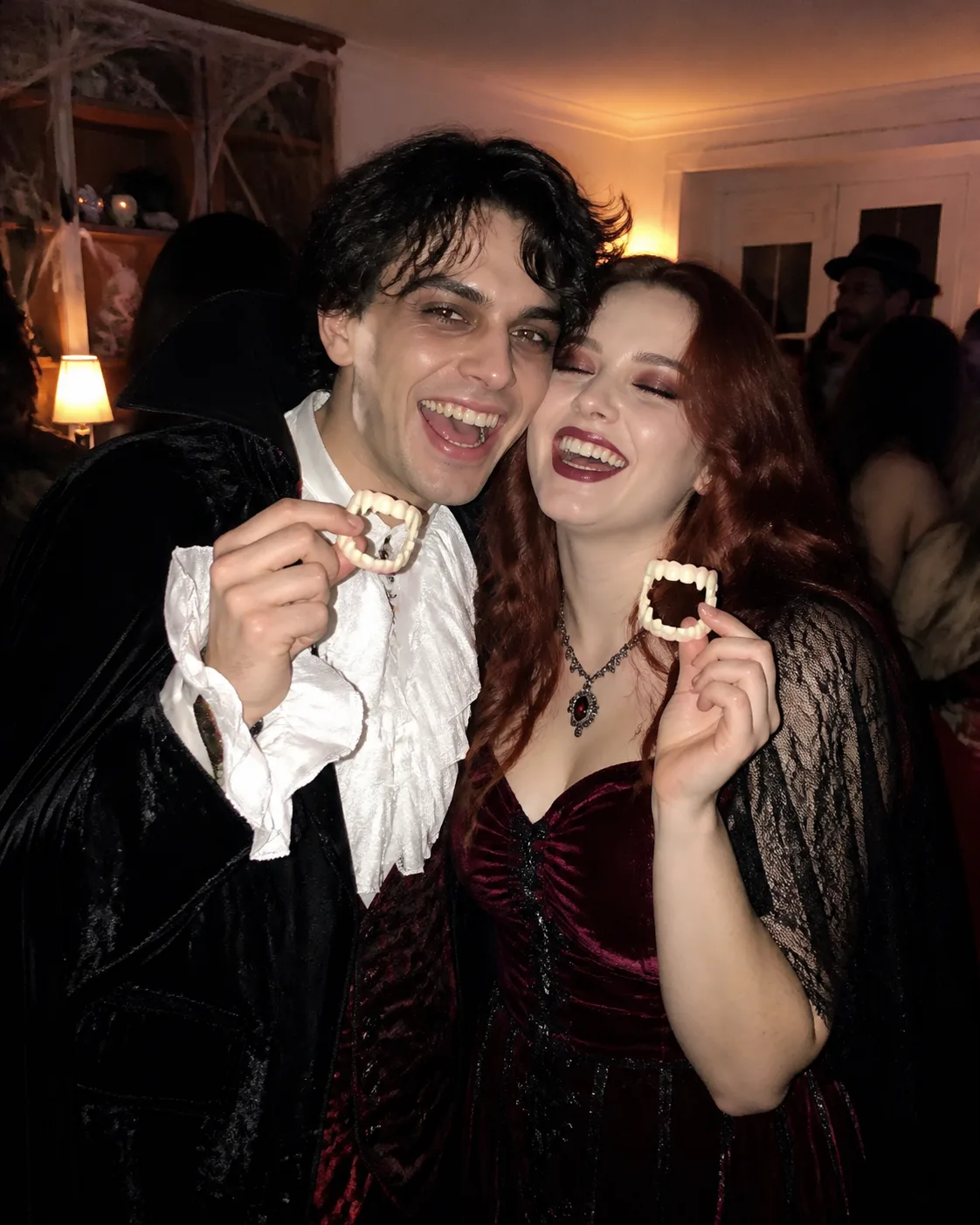 Flashlit Vampire Couple Halloween Photo