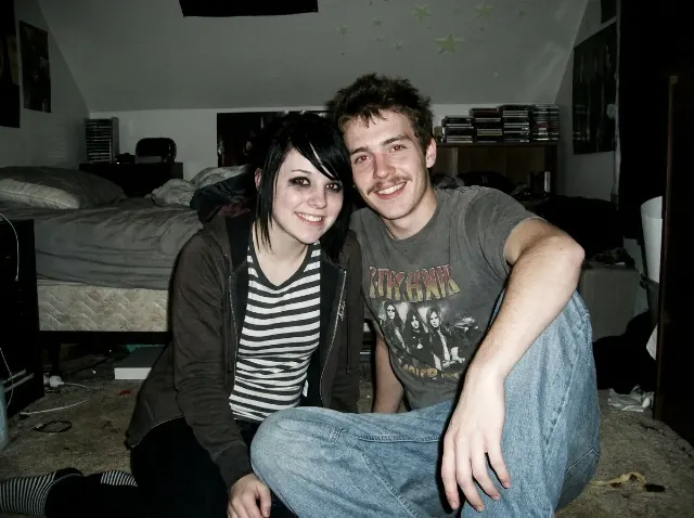 Flashy 2000s Emo Couple Bedroom Photo