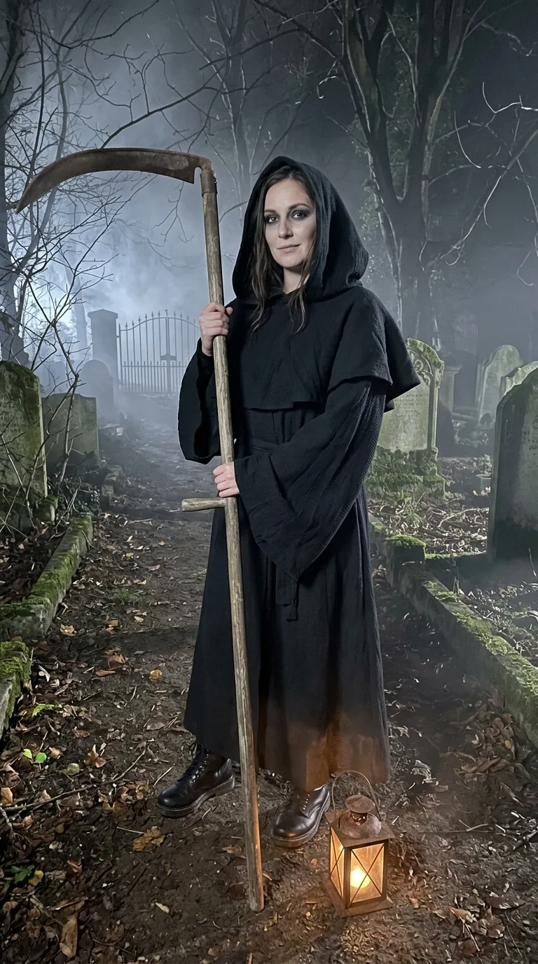 Foggy Graveyard Grim Reaper Costume Photo