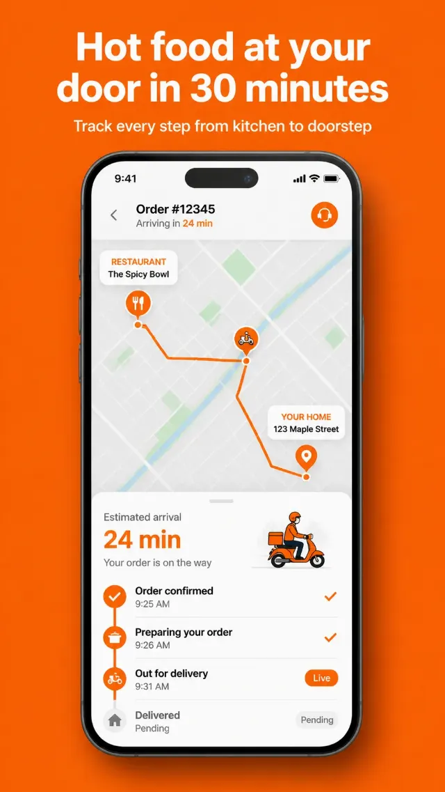 Food Delivery Live Tracking App Screenshot