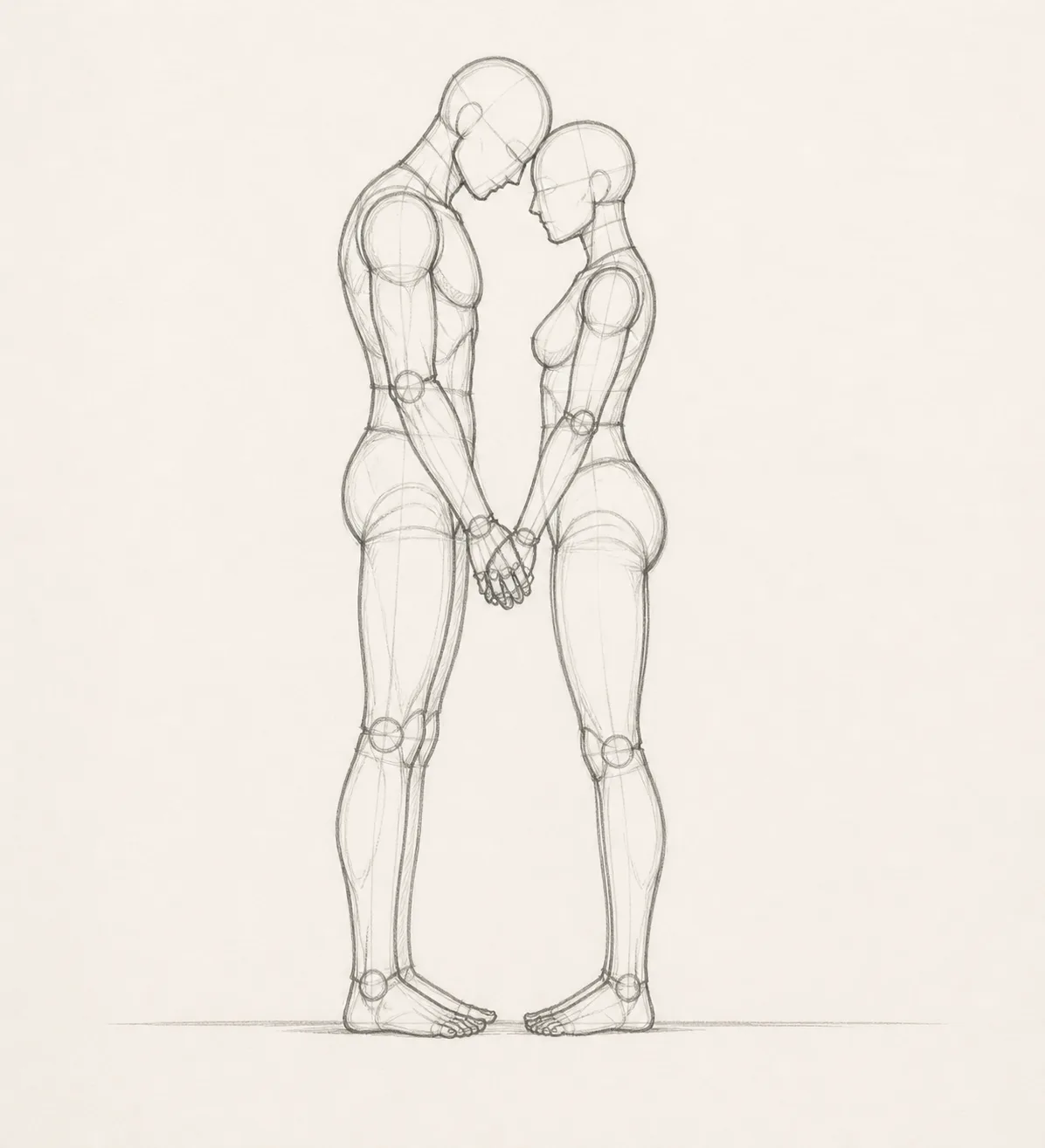 Forehead To Forehead Wedding Pose Sketch