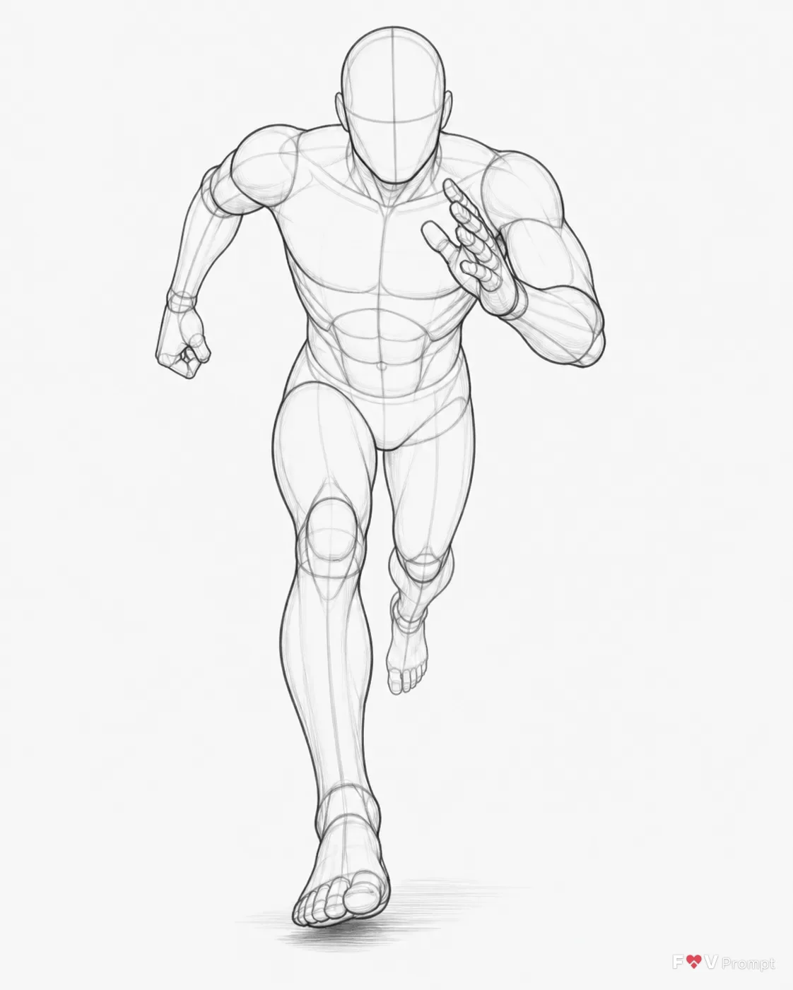 Foreshortened Running Male Pose Sketch