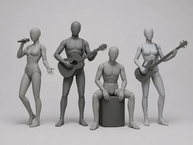 Four-Figure Band Pose Reference