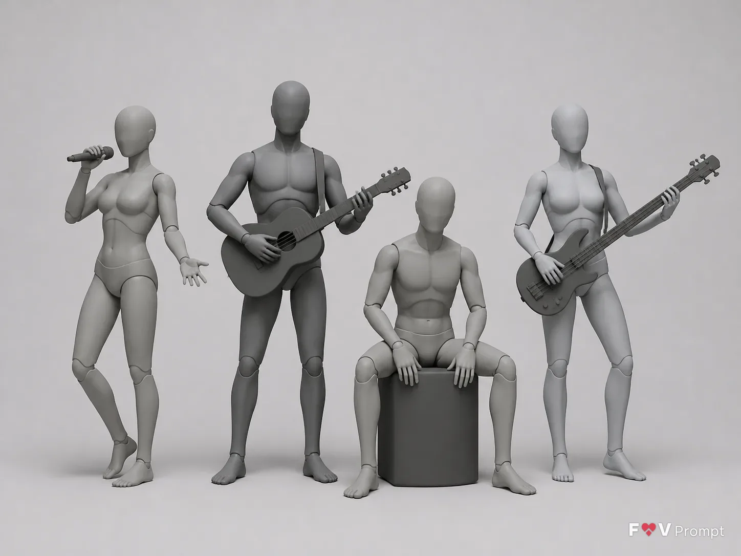Four-Figure Band Pose Reference