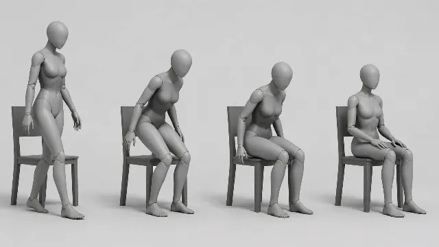 Four Frame Chair Sit Pose Reference
