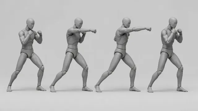 Four-Frame Punch Pose Reference Sheet