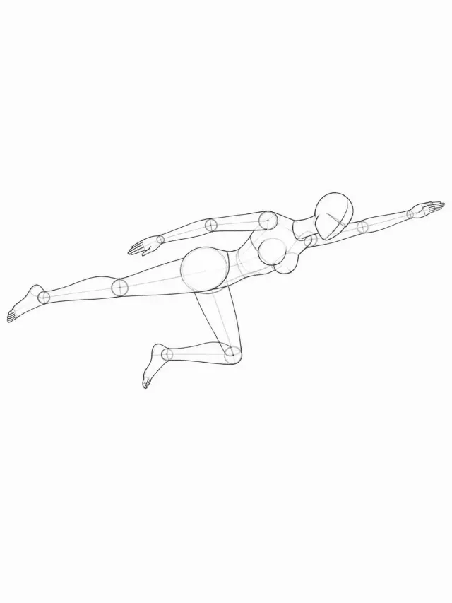 Freestyle Swimming Female Pose Sketch