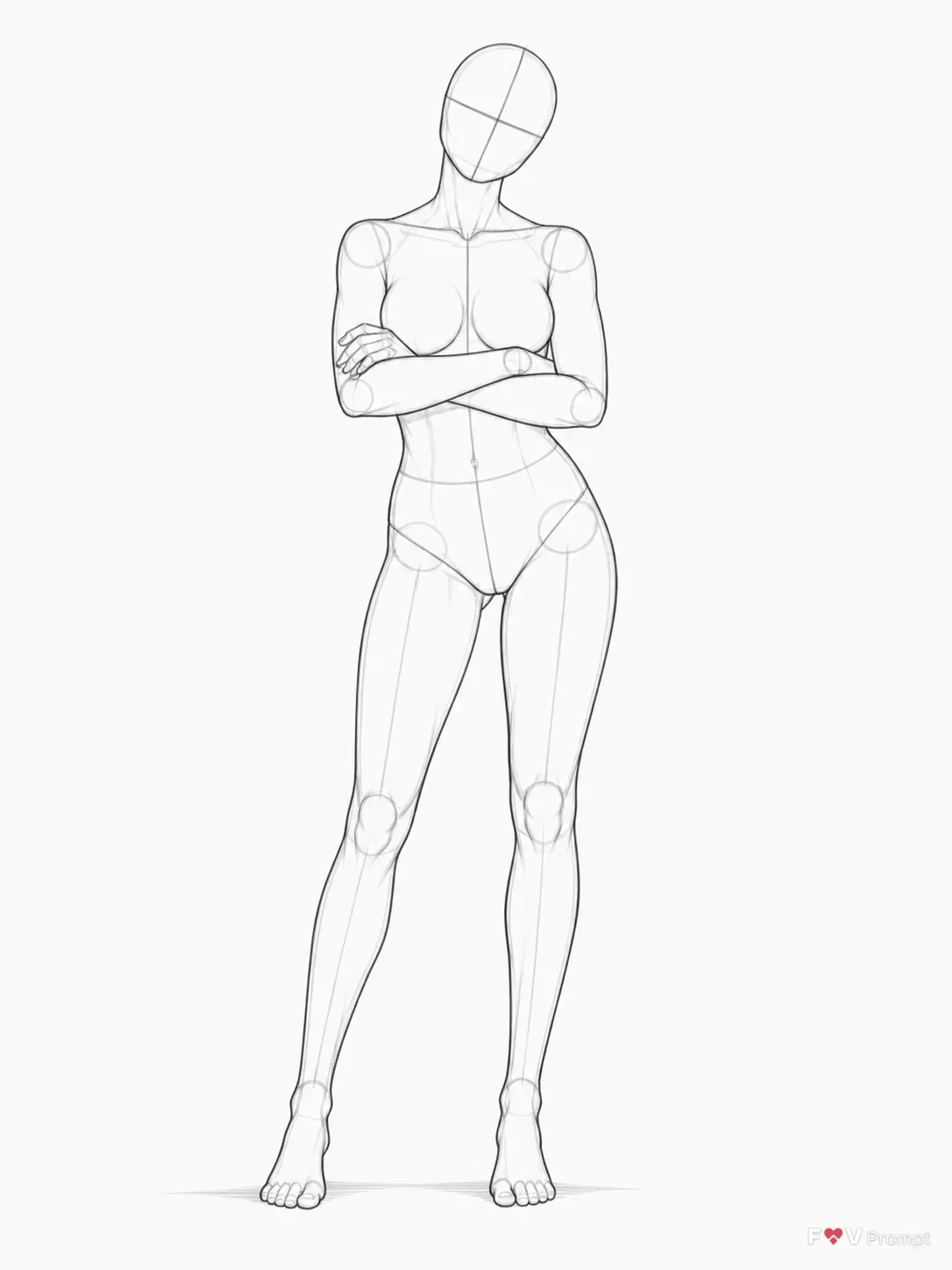 Front View Crossed Arms Pose Reference