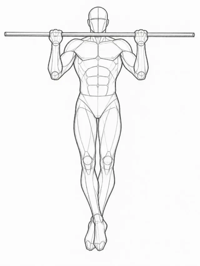 Front View Pull-Up Pose Reference Sketch