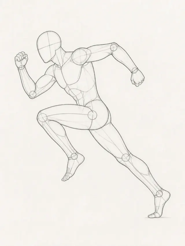 Full Speed Sprinting Male Pose Sketch