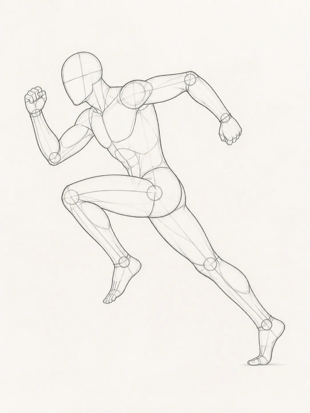 Full Speed Sprinting Male Pose Sketch