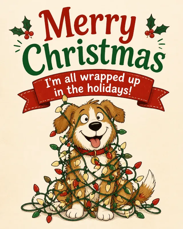 Funny Dog Christmas Greeting Card