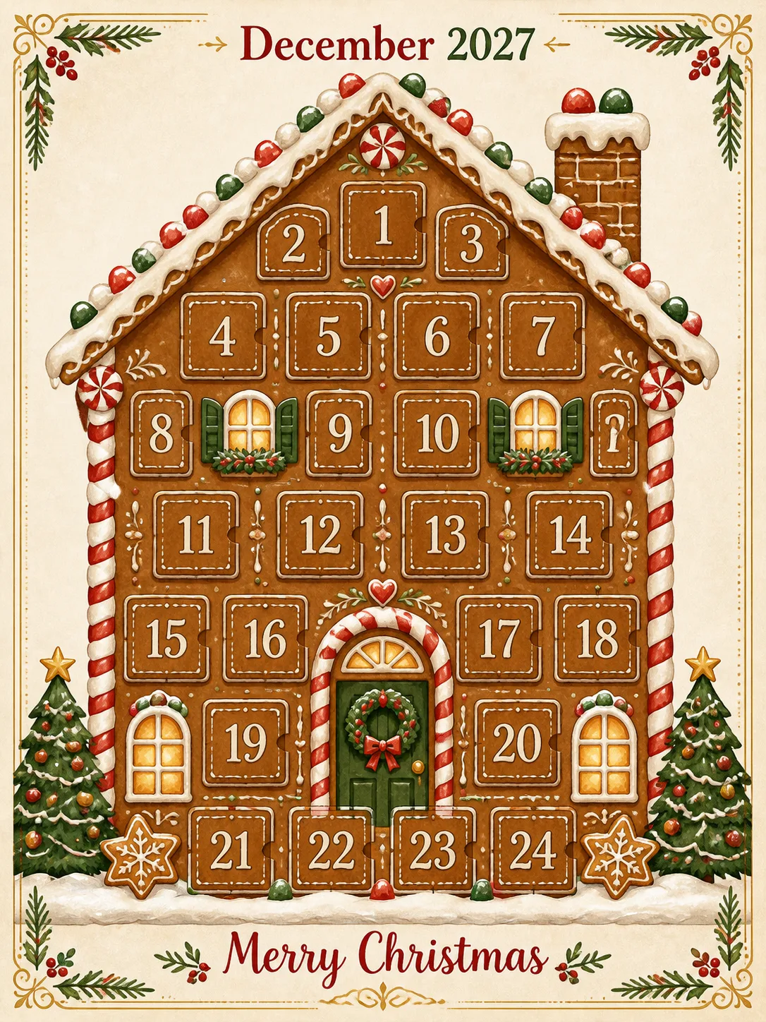 Gingerbread House Christmas Advent Calendar