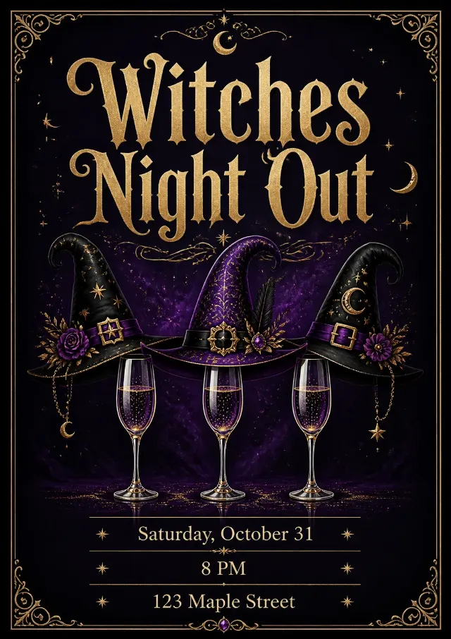 Glamorous Witches Night Out Invitation