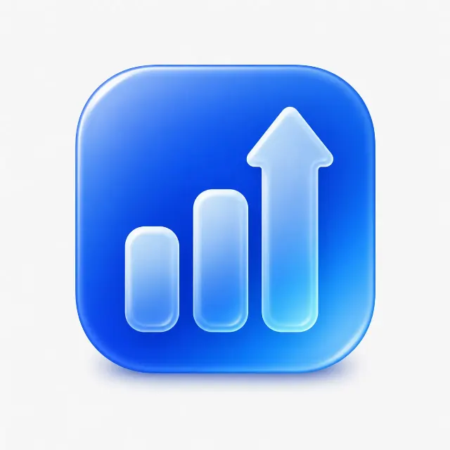 Glass Analytics App Icon With Rising Bars