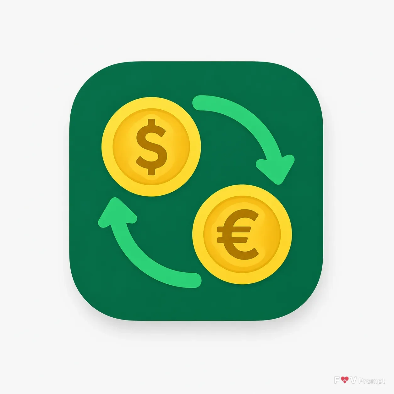 Gold And Green Currency Converter App Icon