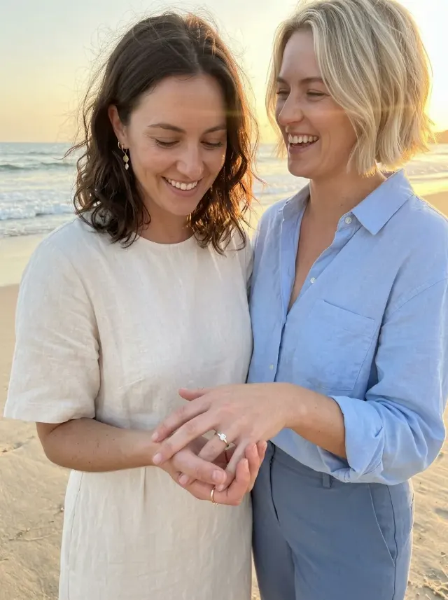 Golden Hour Beach Engagement Photo