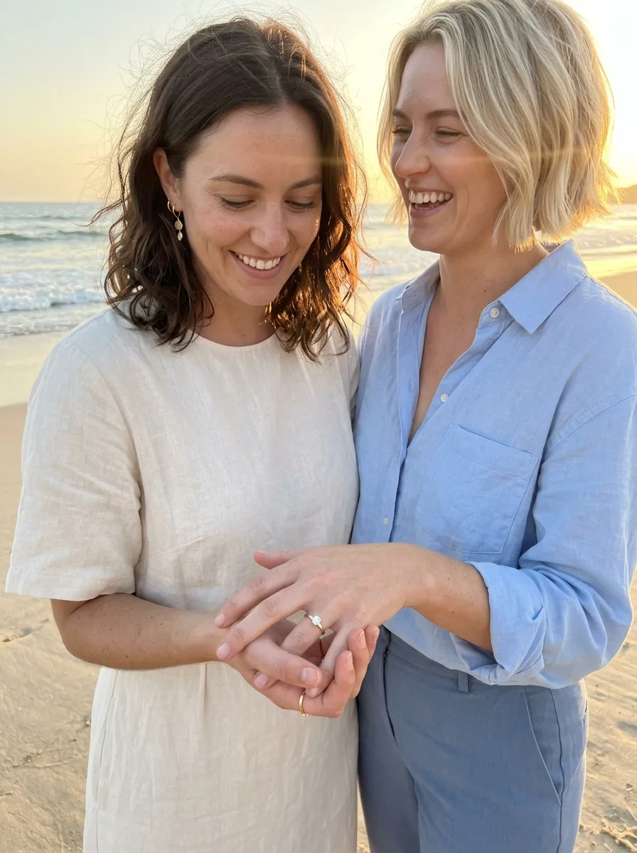 Golden Hour Beach Engagement Photo