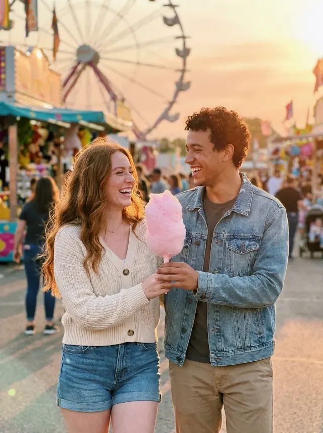 Golden Hour Carnival Couple Photo