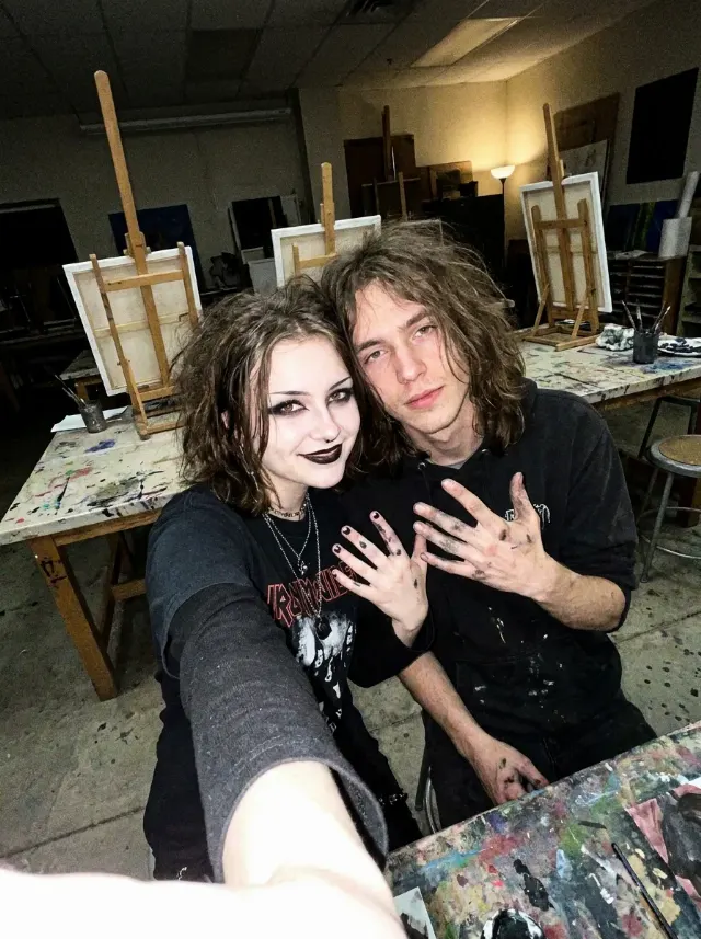 Goth Couple Art Studio Phone Photo