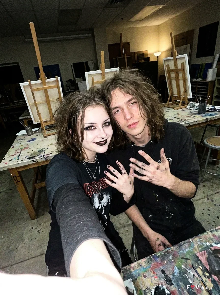 Goth Couple Art Studio Phone Photo