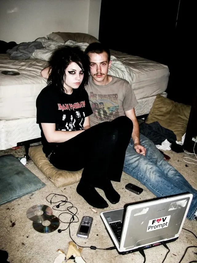 Goth Couple Bedroom Digicam Photo