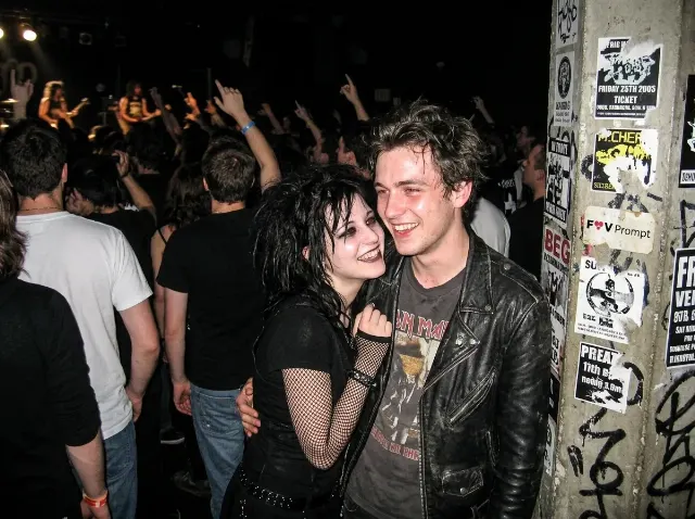Goth Couple Rock Concert Flash Photo