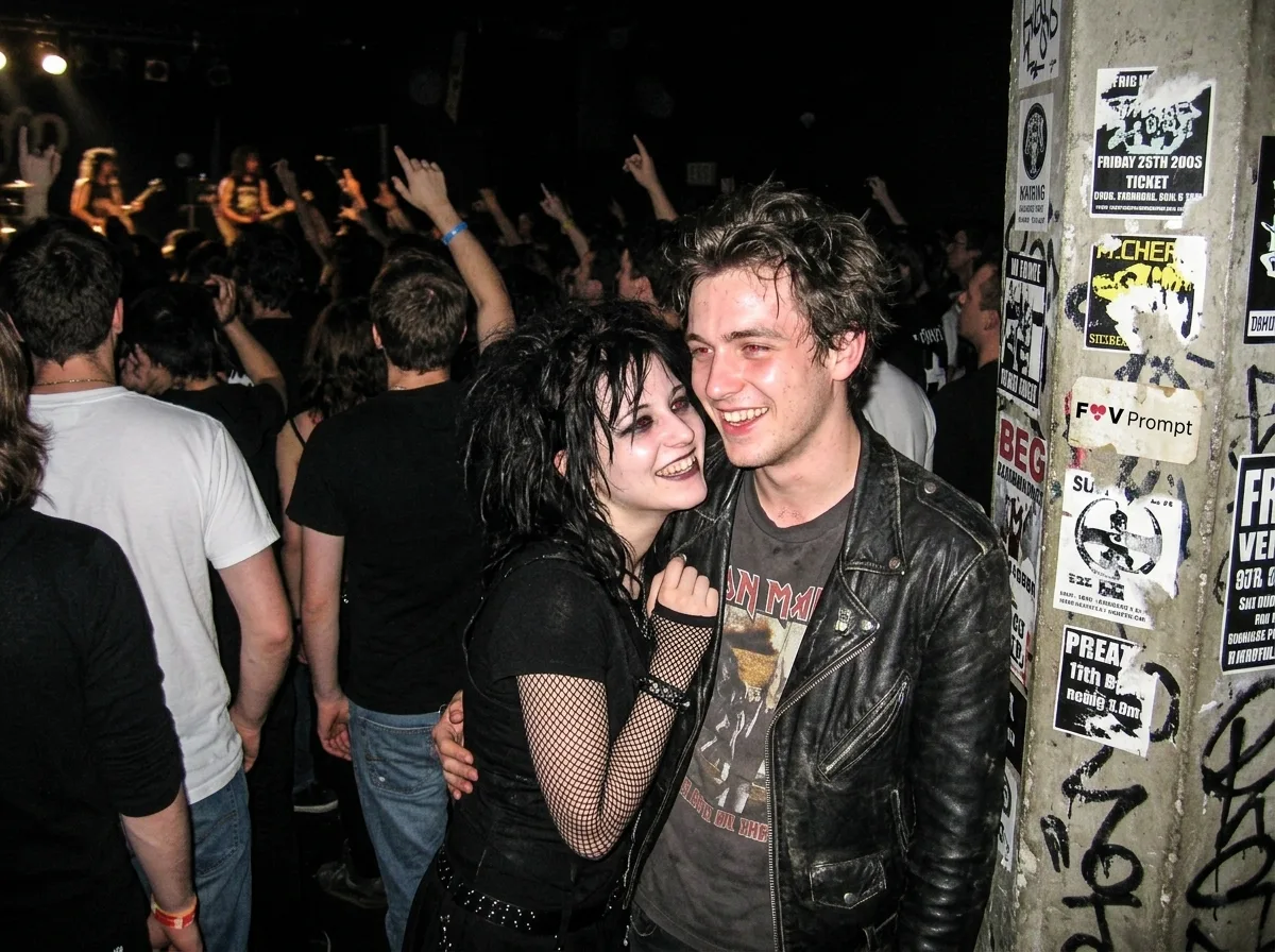 Goth Couple Rock Concert Flash Photo