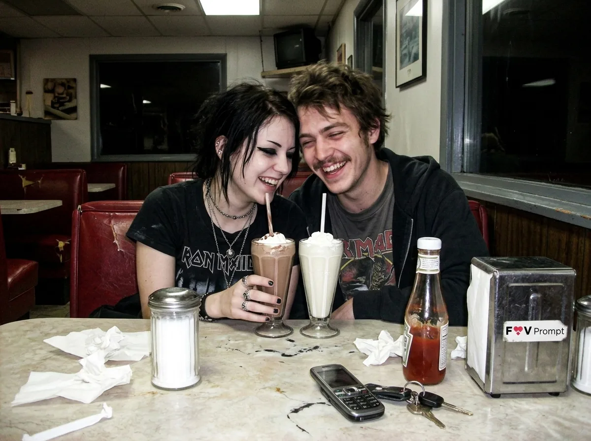 Goth Couple VGA Diner Booth Photo