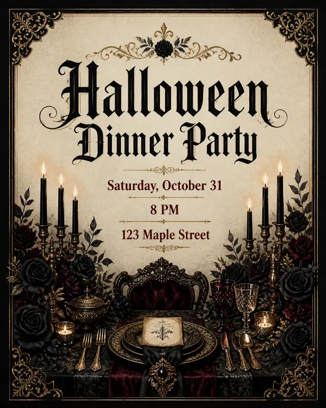 Gothic Candelabra Halloween Invitation