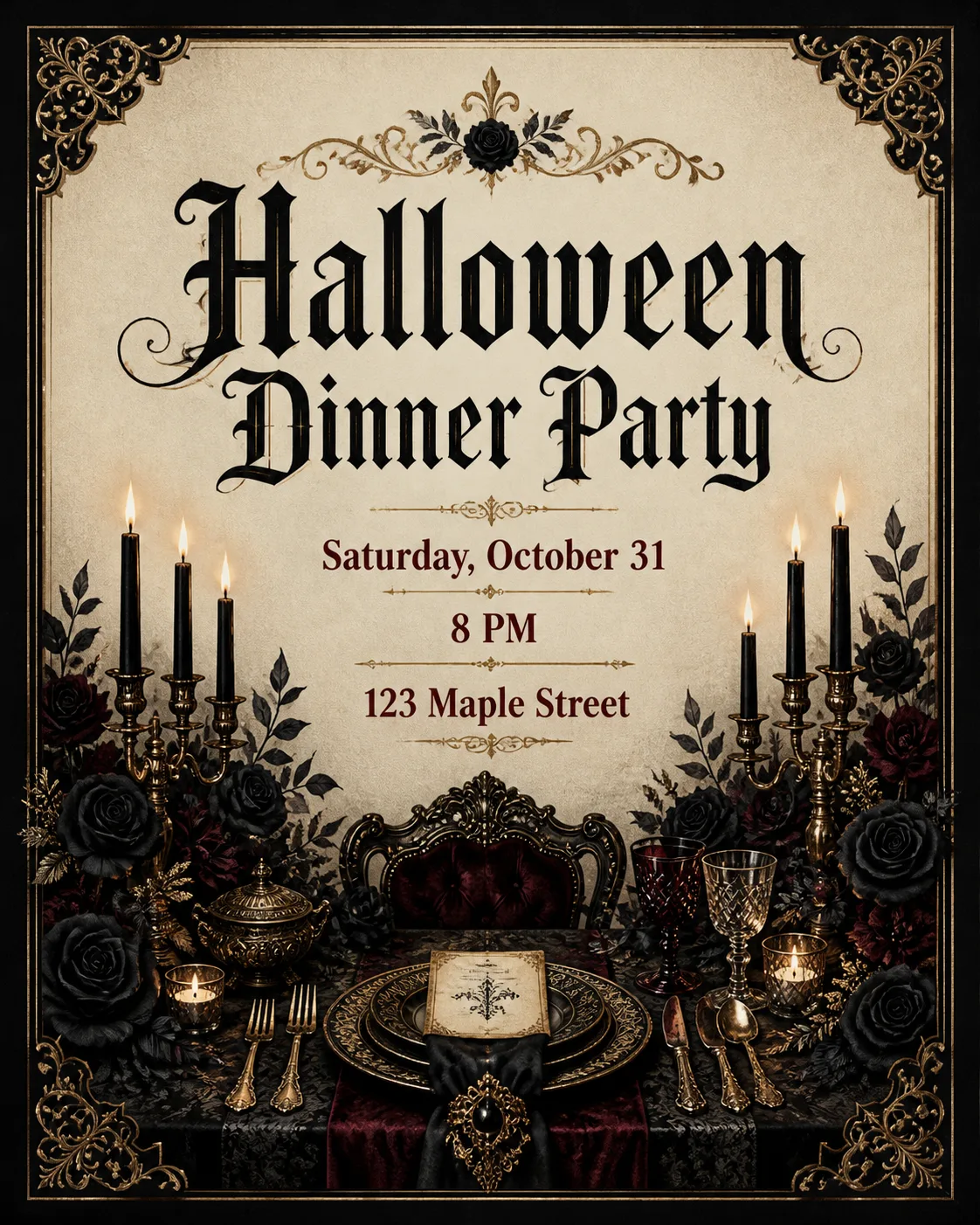 Gothic Candelabra Halloween Invitation