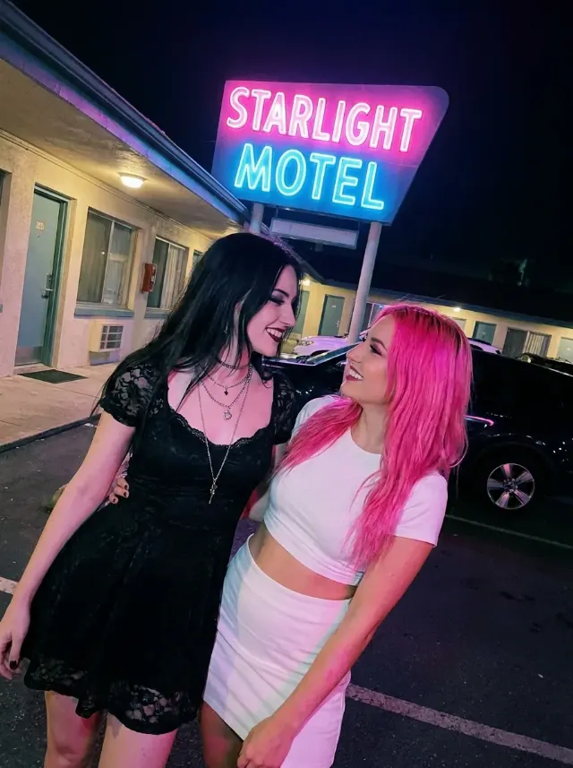 Gothic Neon Motel Couple Photo